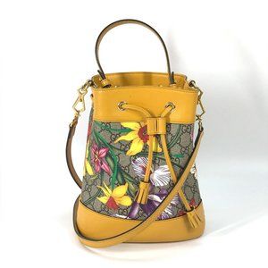 GUCCI GG Flora Flower Small Bucket 550621, 2-Way Shoulder/Handbag, Supreme Ca...